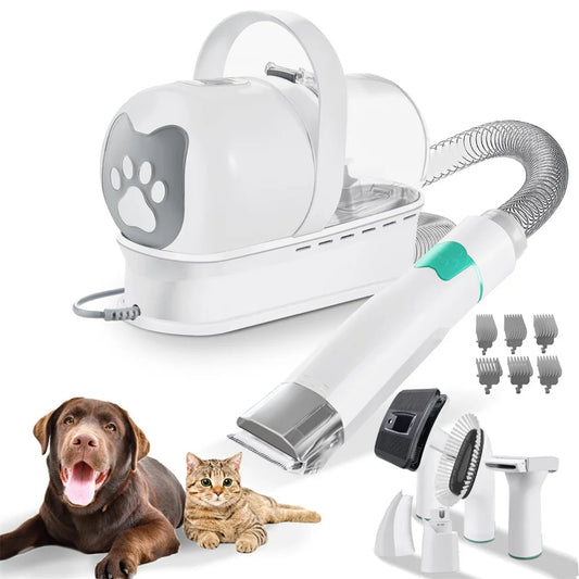 7-in-1 Pet Grooming Vacuum Kit for Dogs and Cats – Hair Trimmer, Clipper & Cleaning Tools Set