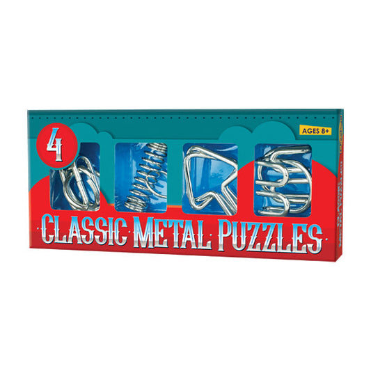 4 Classic Metal Puzzles – Brain Teaser Set for Kids & Adults | Bakewell Pet Supplies