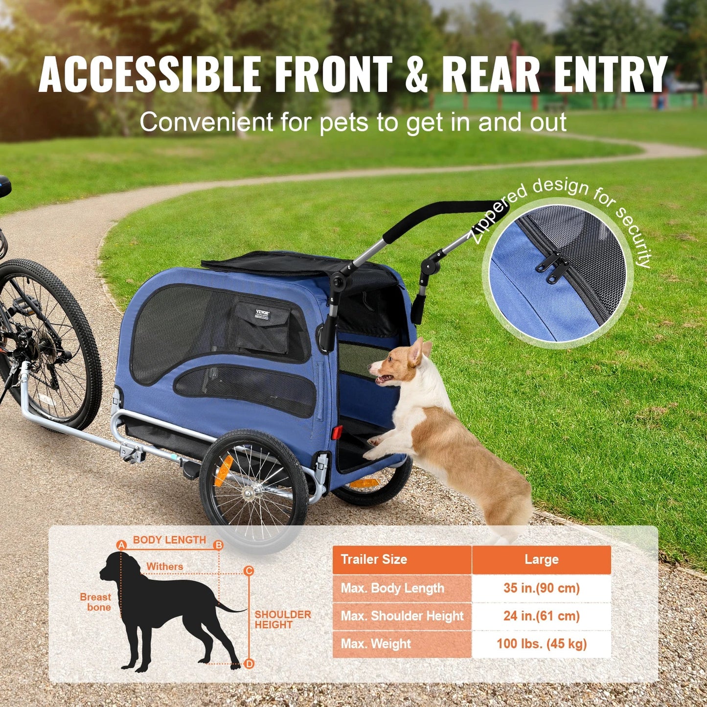 SucceBuy 2-in-1 Dog Bike Trailer and Pet Stroller – Bicycle Carrier with Wheels and Safety Flag, Up to 100 lbs