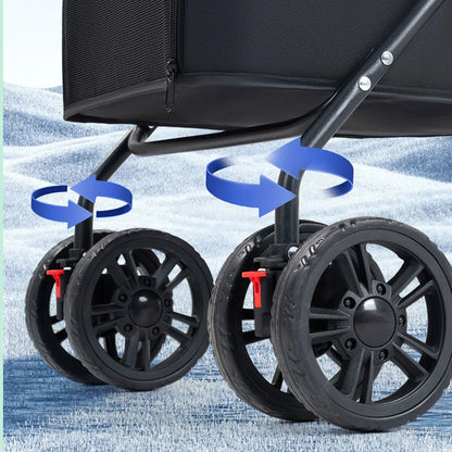 Foldable Pet Stroller for Dogs and Cats – One-Click Folding Design with Sunshade and Cup Holder