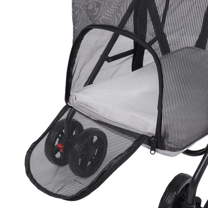 Foldable Pet Stroller for Dogs and Cats – One-Click Folding Design with Sunshade and Cup Holder