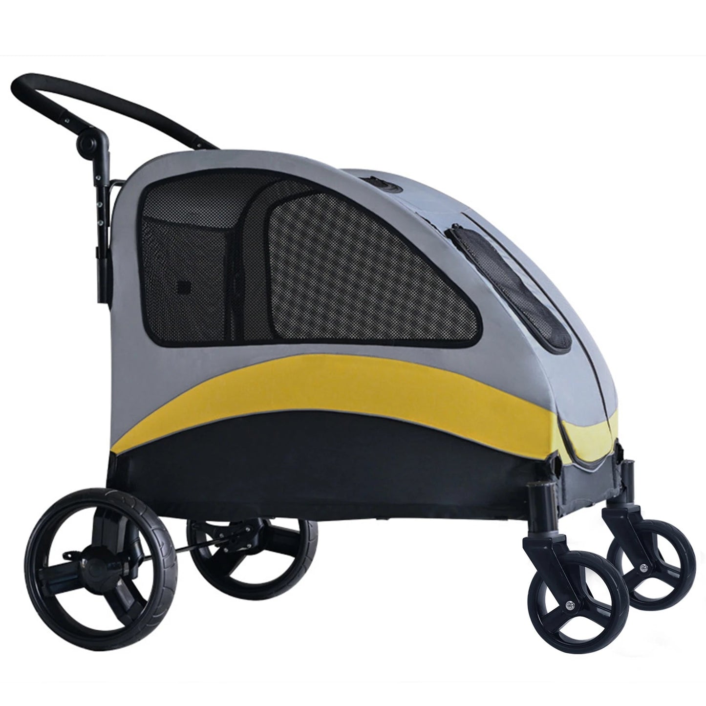 Portable Foldable Pet Stroller with 4 Wheels for Dogs and Cats – Breathable Carrier for Large Pets