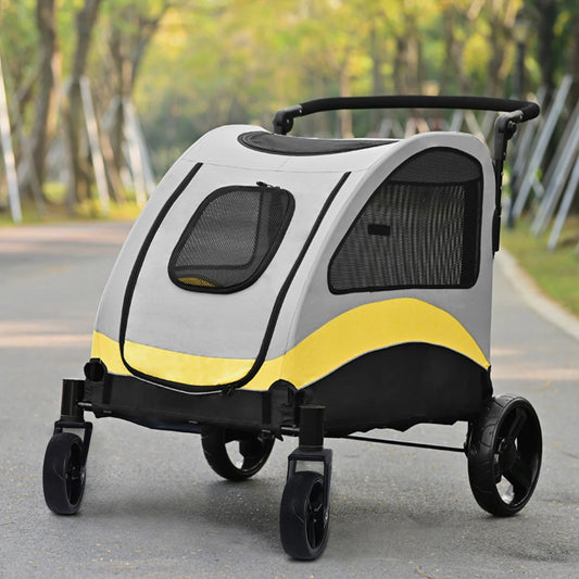 Portable Foldable Pet Stroller with 4 Wheels for Dogs and Cats – Breathable Carrier for Large Pets