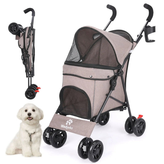 Lightweight Foldable Pet Stroller for Dogs and Cats – Breathable Travel Stroller for Small to Medium Pets