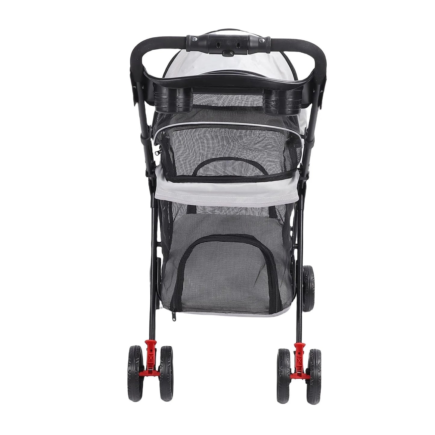 Foldable Pet Stroller for Dogs and Cats – One-Click Folding Design with Sunshade and Cup Holder