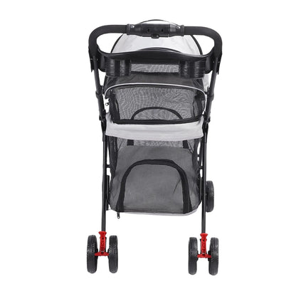 Foldable Pet Stroller for Dogs and Cats – One-Click Folding Design with Sunshade and Cup Holder