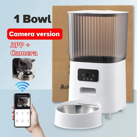 5L Smart Automatic Pet Feeder with WiFi & HD Camera for Dogs and Cats – Programmable Food Dispenser with Stainless Steel Bowl