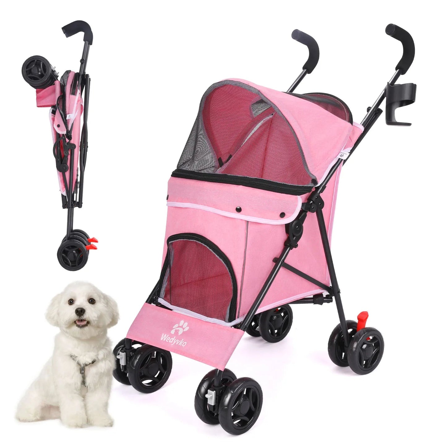 Lightweight Foldable Pet Stroller for Dogs and Cats – Breathable Travel Stroller for Small to Medium Pets