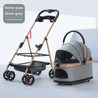 3-in-1 Folding Pet Stroller with Detachable Carrier for Dogs and Cats – Lightweight Design, Up to 30 lbs
