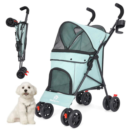 Lightweight Foldable Pet Stroller for Dogs and Cats – Breathable Travel Stroller for Small to Medium Pets