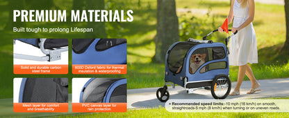 SucceBuy 2-in-1 Dog Bike Trailer and Pet Stroller – Bicycle Carrier with Wheels and Safety Flag, Up to 100 lbs